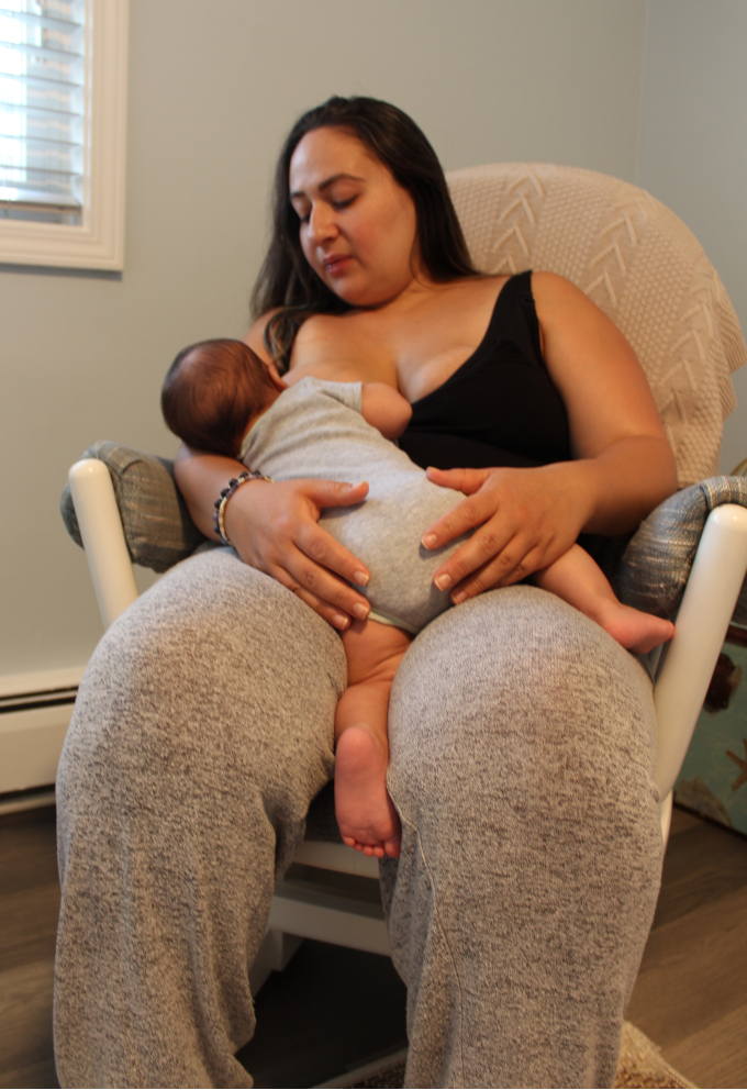 New mom breastfeeding.