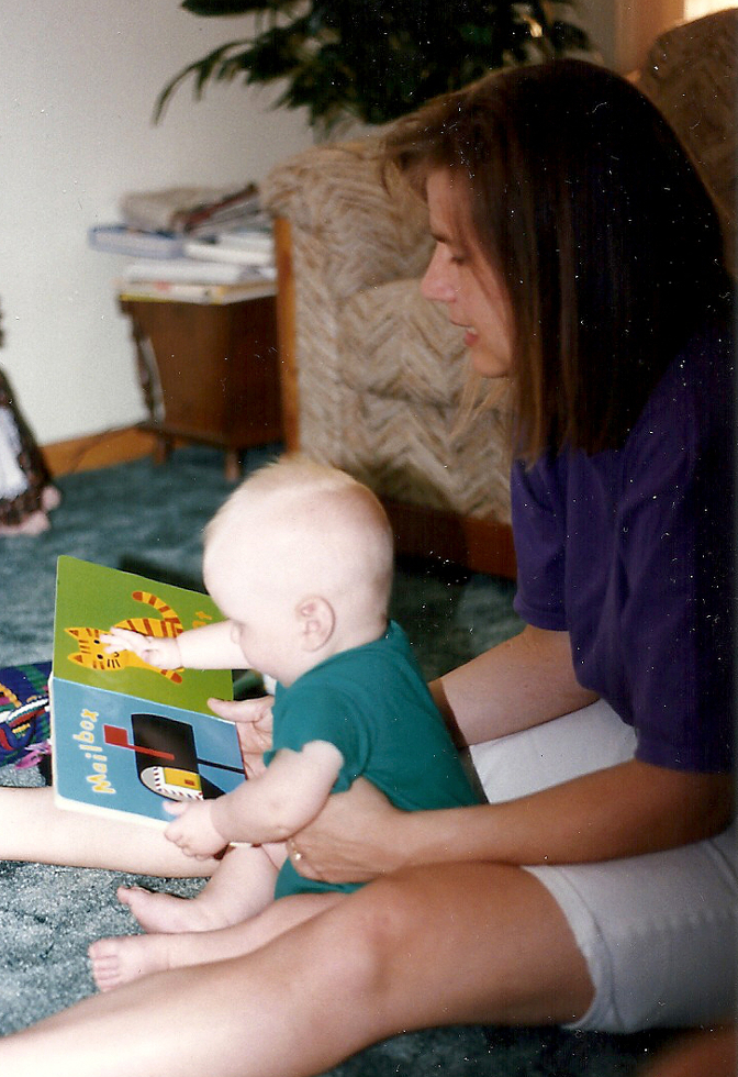 Reading with baby.